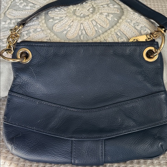 Michael Kors Dark Blue Shoulder Bag with Gold Accents - Picture 2 of 6